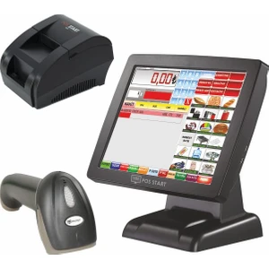 Kantin Dokunmatik Barkodlu Hızlı Satış Sistemi Eko Set (Dokunmatik Pos Pc+Kantine Özel YAZILIM+58MM Termal Fiş Yazıcı+Barkod Okuyucu)