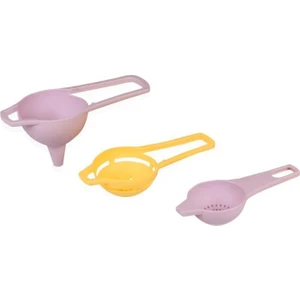 Sun Plastik 3'lü Set Çay Süzgeci , Huni ve Yumurta Ayırıcı