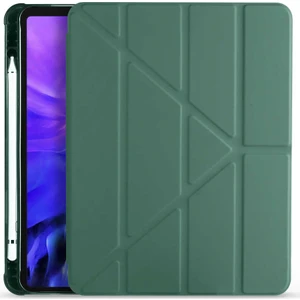 Apple iPad Air 10.9" 2020 Kılıf Kalem Bölmeli Tri Folding Smart Katlanabilir Standlı 360 Tam Koruma Yeşil