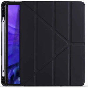 Apple iPad Air 10.9" 2020 Kılıf Kalem Bölmeli Tri Folding Smart Katlanabilir Standlı 360 Tam Koruma Siyah
