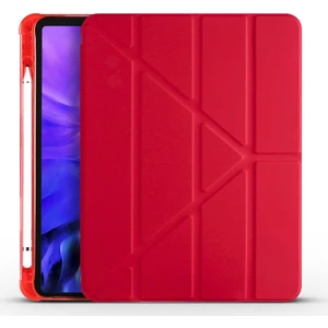 Apple iPad Pro 11" 2020 Kılıf Kalem Bölmeli Tri Folding Smart Katlanabilir Standlı 360 Tam Koruma Kırmızı