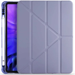 Samsung Galaxy Tab S7 Plus T970 12.4" Kılıf Kalem Bölmeli Tri Folding Smart Katlanabilir Standlı 360 Tam Koruma Mor