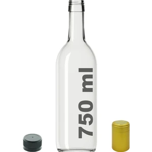 750 cc Şeffaf Standart Sızdırmaz Kapaklı ve Kapüşonlu 750 ml Yuvarlak Cam Şişe 1 Adet