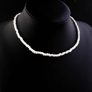 Beyaz Kum Boncuk Choker Kolye, Tasma Kolye