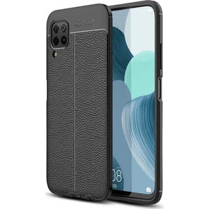 Case 4U Huawei P40 Lite Kılıf Rugan Armor Deri Görünümlü Yüksek Kalite Silikon Niss Siyah