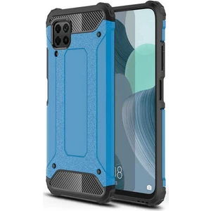 Case 4U Huawei P40 Lite Kılıf Çift Katmanlı Zırh Koruma Tank Crash Arka Kapak Mavi
