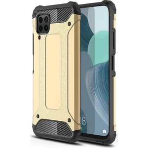 Case 4U Huawei P40 Lite Kılıf Çift Katmanlı Zırh Koruma Tank Crash Arka Kapak Altın