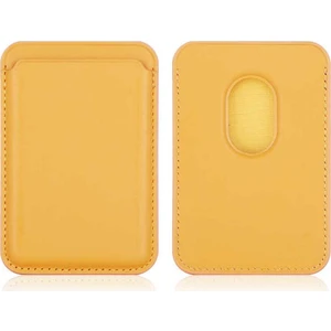 Case 4U Apple iPhone 12 / 13 / 14 / 15 / 16 Serisi ile Uyumlu Deri Cüzdan MagSafe Sarı