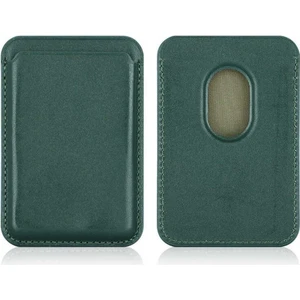 Case 4U Apple iPhone 12 / 13 / 14 / 15 / 16 Serisi ile Uyumlu Deri Cüzdan MagSafe Koyu Yeşil