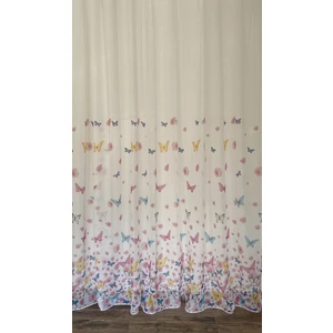 Belle Cose Kelebek Desenli Keten Görünümlü Çocuk Odası Tül Perde 550 x 260 cm
