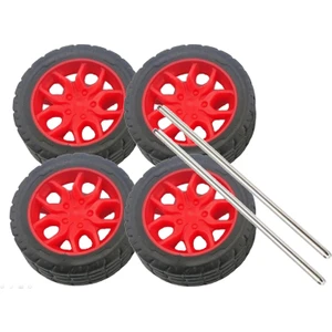 Ø30mm Çapında 8 Adet Kauçuk Tekerlek Ve 4 Adet Mil Seti