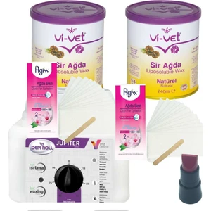 Naturel Konserve Sir Ağda Seti 2'li 240 ml - Profesyonel Depirol Ağda Isıtıcı Makinesi 6 Parça