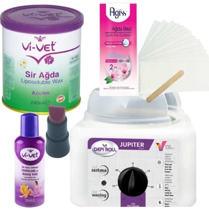 Azulen Konserve Sir Ağda Seti 240 ml - Profesyonel Depirol Ağda Isıtıcı Makinesi 5 Parça