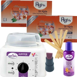 s Naturel Kalıp Sir Ağda  Seti 2'li 500 ml - Profesyonel Depirol Ağda Isıtıcı Makinesi 6 Parça