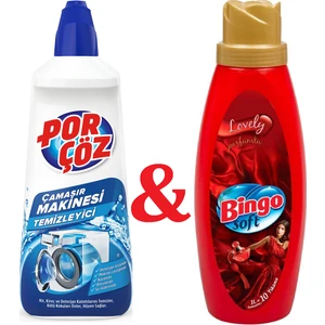 Çamaşır Makinesi Temizleyici 400 ml + Bingo Soft Çamaşır Yumuşatıcısı Lovely 1000 ml