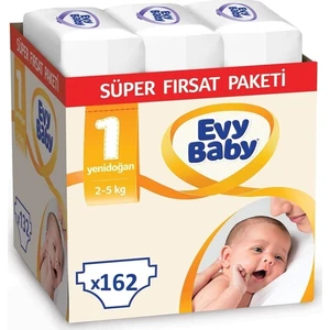 Evy Baby 1 Numara Bebek Bezi 2-5 kg Yenidoğan Ekonomik Paket 162'LI