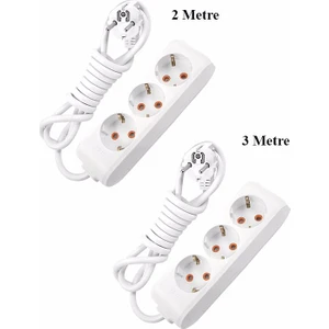 Viko Multi-Let Topraklı Korumalı Uzatma Kablosu 3 Lü 2 Metre + 3'lü 3 Metre Grup Priz
