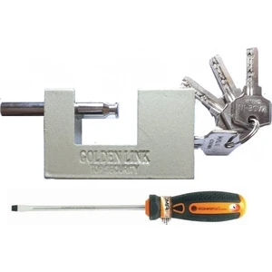 Kilit 90 mm Kayar Milli Paslanmaz Çelik Asma Kilit 4 Adet Yedek Anahtar +Somafix Tornavida