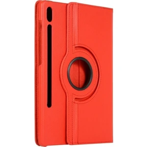 Tekno Grup Samsung Galaxy Tab S7 Plus (T970) Kılıf Dönebilen Standlı Kapaklı Kılıf + Cam Ekran Koruyucu Kırmızı