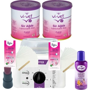 Pudralı Konserve Sir Ağda Seti 2'li 240ML - Profesyonel Depirol Ağda Isıtıcı Makinesi 7 Parça