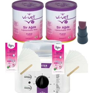Pudralı Konserve Sir Ağda Seti 2'li 240ML - Profesyonel Depirol Ağda Isıtıcı Makinesi 6 Parça