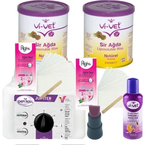 Naturel Konserve Sir Ağda Seti 2'li 240ML - Profesyonel Depirol Ağda Isıtıcı Makinesi 7 Parça
