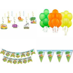 Parti Furyası Safari Doğum Günü Süsleme Seti
