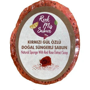Renk Mis Sabun Kırmızı Gül Özlü Doğal Süngerli Sabun