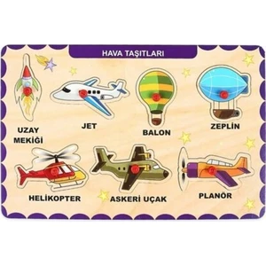 Ahşap Tutmalı Eğitici Yapboz Bultak Puzzle Hava Taşıtları