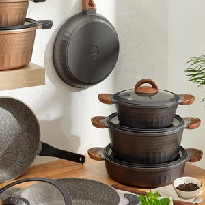 Yeni Diamante 7 Parça Granit Tencere Seti Siyah