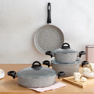 Premium Granit 7 Parça Tencere Seti Grey