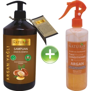 Argan Yağlı Tuzsuz Şampuan 600 ml + Argan Yağlı Saç Kondiyoneri Kolay Tarama