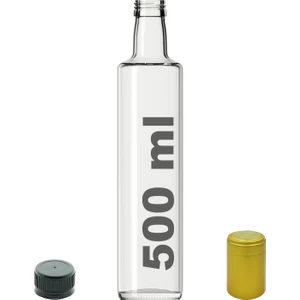 500 cc Şeffaf Dorika Kilitli Kapaklı ve Kapüşonlu 500 ml Yuvarlak Cam Şişe 1 Adet