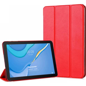 Huawei Matepad T10 Kılıf Slim Translucent Back Smart Cover Kırmızı
