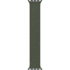 Apple Watch Uyumlu Series 6 44 mm Kordon, (Medium Size, 147 mm) Braided Solo Loop Band Koyu Yeşil