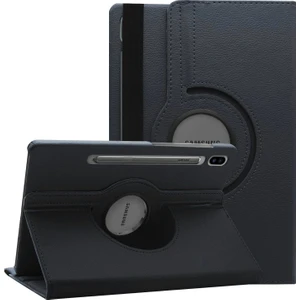 Samsung Galaxy Tab S7 T870 Kılıf 360 Rotating Stand Deri Siyah