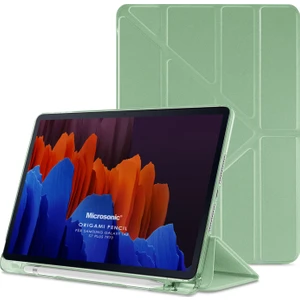 Samsung Galaxy Tab S7 Plus T970 Kılıf Origami Pencil Açık Yeşil