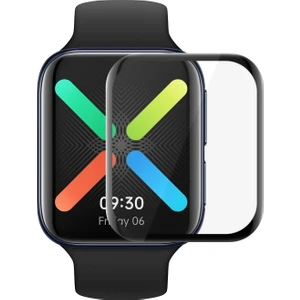 Oppo Watch 46 mm Tam Kaplayan Temperli Cam Full Ekran Koruyucu Siyah
