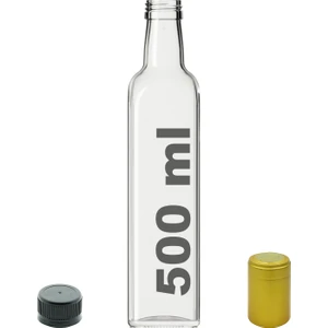 500 cc Şeffaf Maraska Kilitli Kapaklı ve Kapüşonlu 500 ml Köşeli Cam Şişe 1 Adet