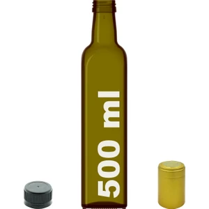 500 cc Yeşil Maraska Kilitli Kapaklı ve Kapüşonlu 500 ml Köşeli Cam Şişe 1 Adet