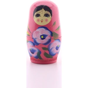 Deco Elit Ahşap Tombul Iç Içe Matruşka Bebek Pembe Set 4lü