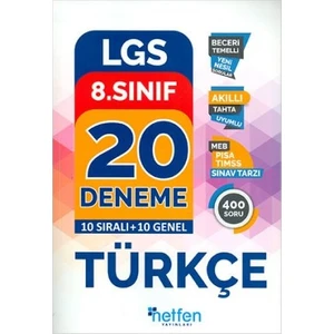 Netfen Yayınları 8. Sınıf LGS Türkçe 20 Deneme