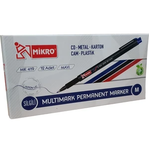 MK-419 M Permanent Marker Silgili CD Kalemi 12'li Mavi