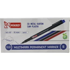 MK-419 S Permanent Marker Silgili CD Kalemi 12'li Mavi