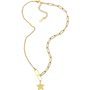 Çelik Ikili Zincir Kolye, Yıldız Uçlu Luck - Gold