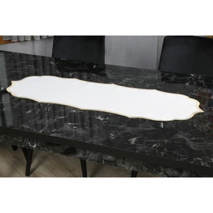 Caka Home  Runner Oymalı Nakışlı Keten Efektli Altın