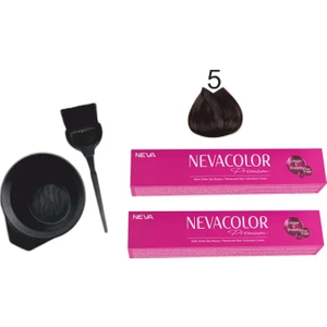 Color Tüp Boya 5 Açık Kahve 50 ml x 2'li + Boyama Seti