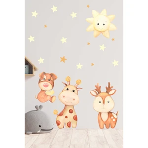 Sevimli Zürafa,köpek,geyik ve Yıldızlar Çocuk Bebek Odası Sticker