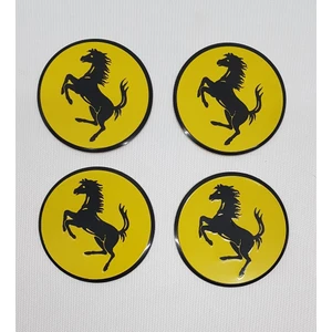 Jant Göbeği Arma Ferrari Alüminyum Yapıştırma 60MM 4lü Sarı Siyah