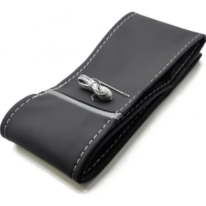 Dikmeli Deri Direksiyon Kılıfı Gri Yüzüklü Soft Esnek Kokusuz Standart 38cm